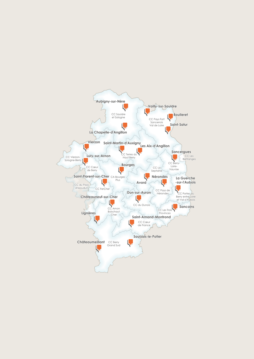 Carte des permanences de l'ADIL du Cher