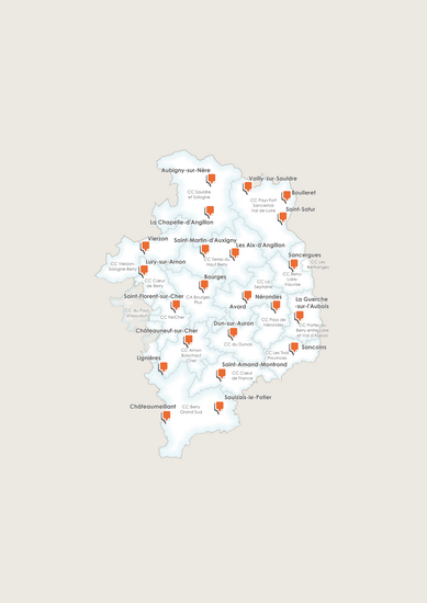 Carte des permanences de l'ADIL du Cher