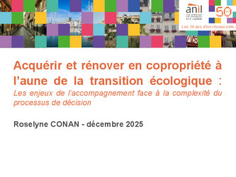 La présentation de l'étude nationale sur les copropriétés par Roselyne Conan, Directrice générale de l'ANIL