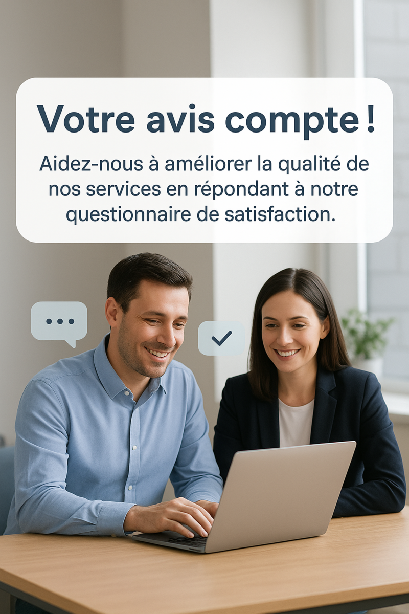 Photo d'un couple remplissant une enquete de satisfaction