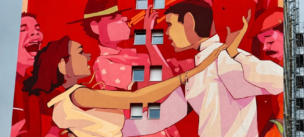 Fresque monumentale “Salsa” réalisée par l’artiste Diffuz, dans le cadre de l’ANRU pour le bailleur social Grand Dijon Habitat en 2024